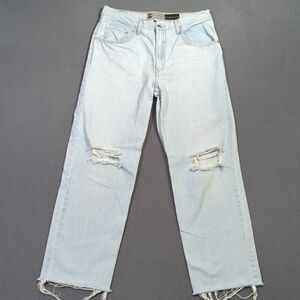 Levi's Silver Tab Jeans Women's 30 Blue '94 Baggy Distressed Ankle Fray Denim